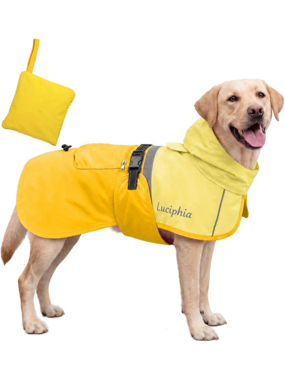 Adjustable Hooded Dog Raincoat - Reflective Waterproof Jacket with Pocket